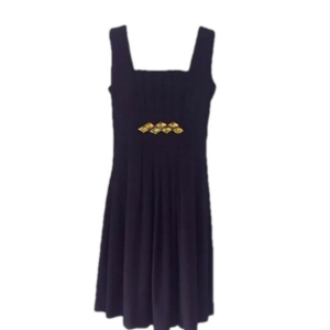 Frank Lyman Design Black Sleeveless Square Neck Pleated Skirt Lined Dress